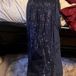 Strapless sequence gown